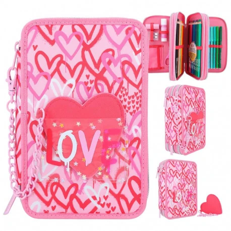 Depesche TOPModel 3-Fach Federtasche Mit PU Herz ONE LOVE 3 Depesche TOPModel 3-Fach Federtasche Mit PU Herz ONE LOVE